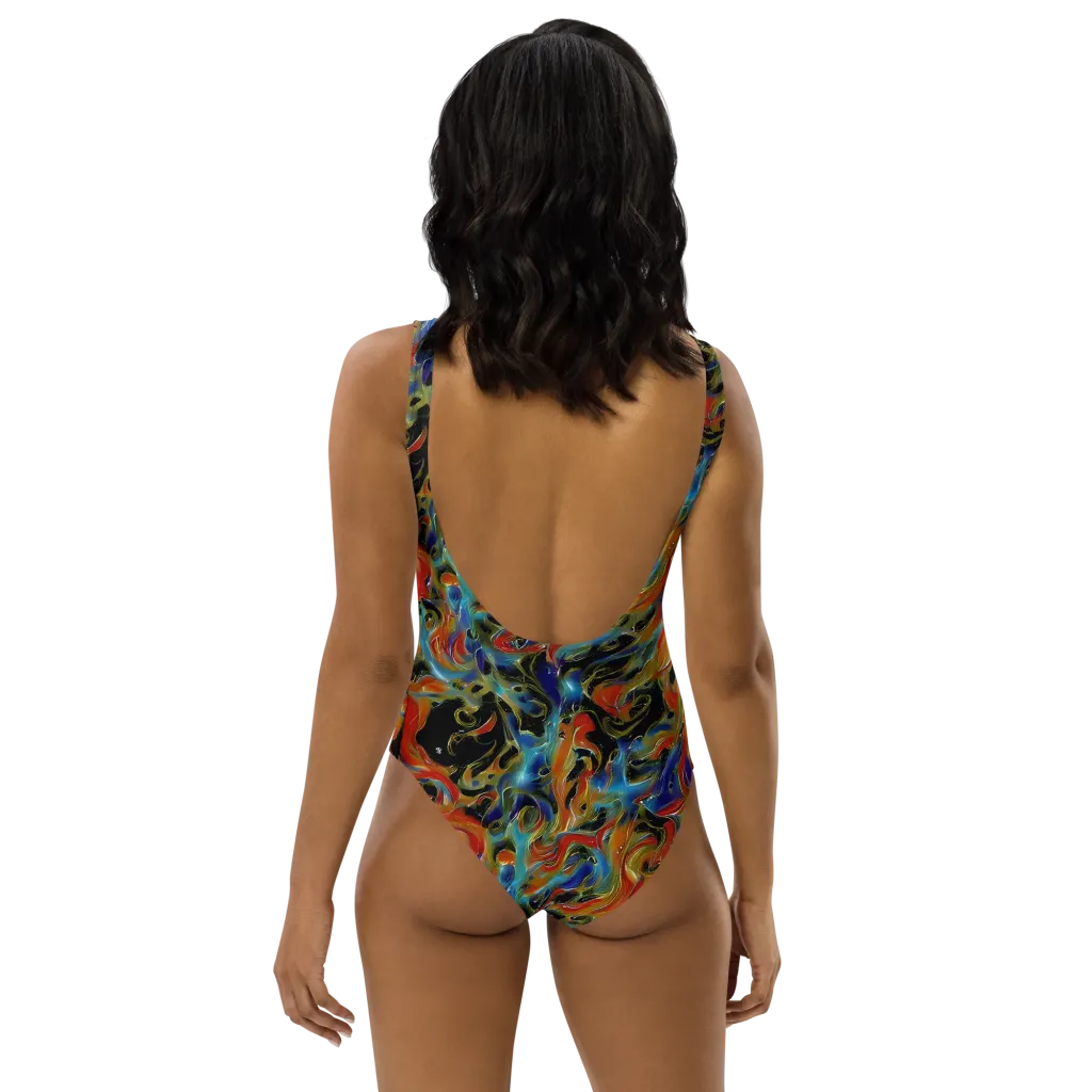 Molten Echoes on One-Piece Swimsuit — Back