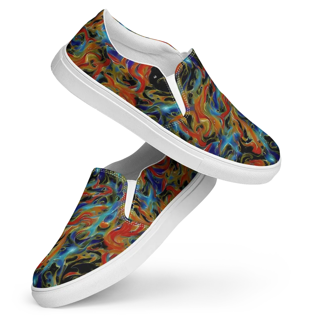 Molten Echoes on Women's Slip-On Canvas Shoes — Front