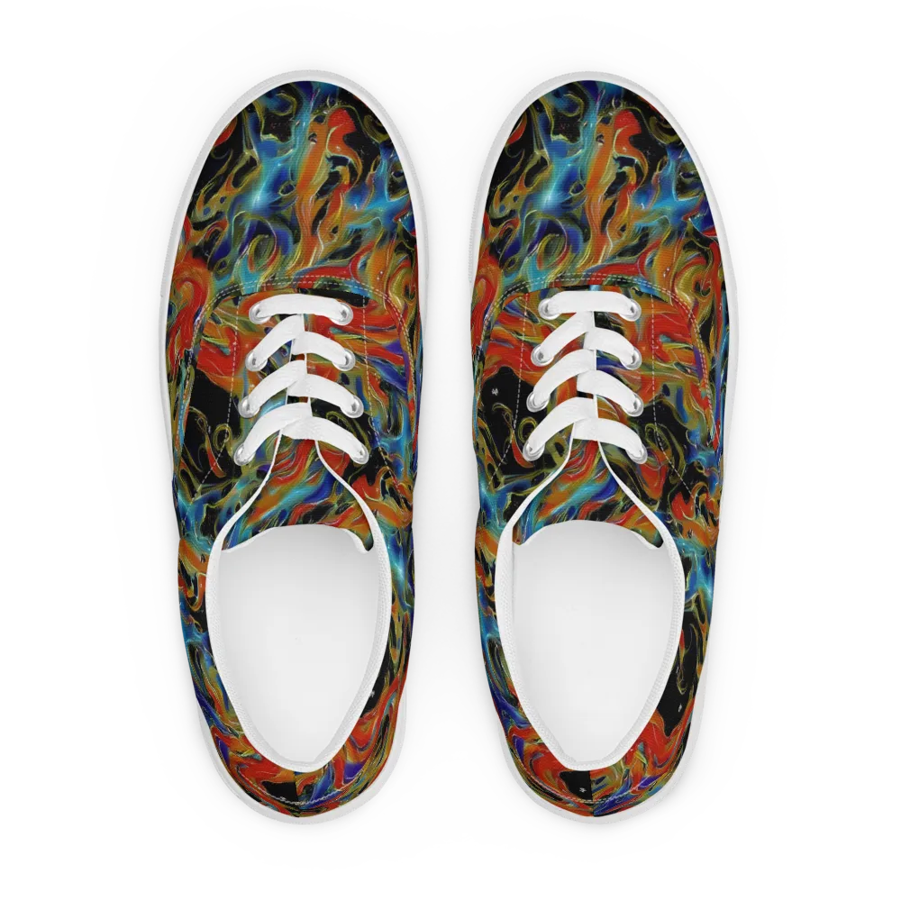 Molten Echoes on Men's Lace-Up Canvas Shoes — Front