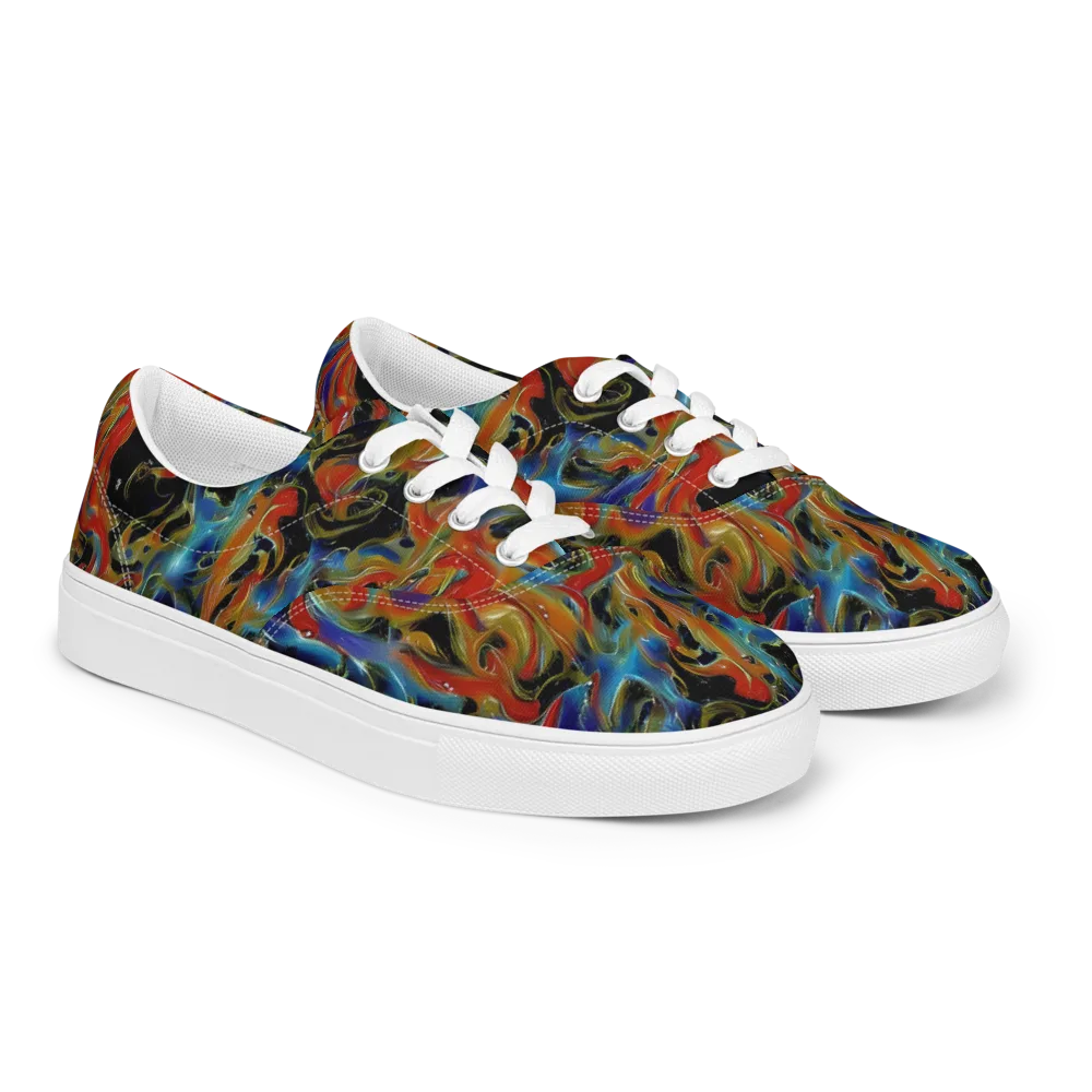 Molten Echoes on Men's Lace-Up Canvas Shoes — Right Front