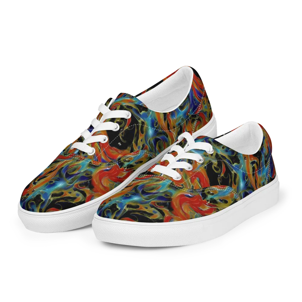 Molten Echoes on Men's Lace-Up Canvas Shoes — Left Front