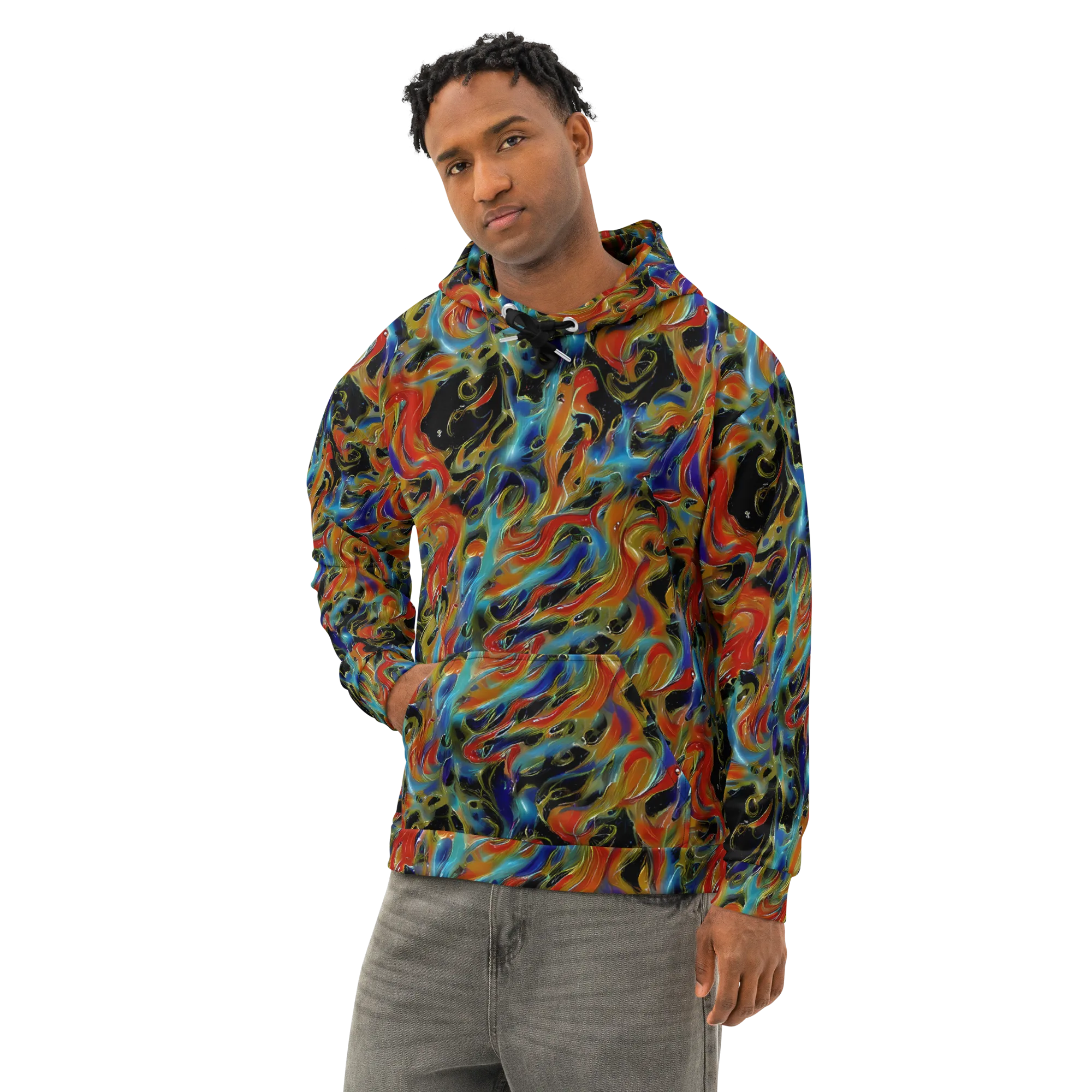 Molten Echoes on Cotton Hoodie — Left Front