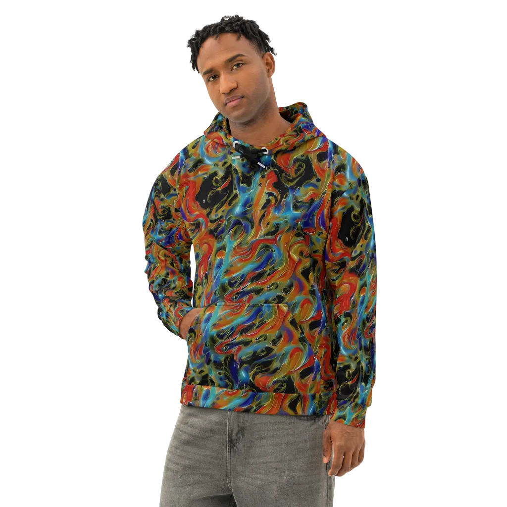 Molten Echoes on Cotton Hoodie — Left Front