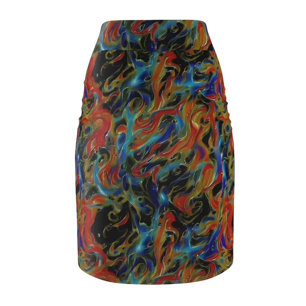 Molten Echoes on Pencil Skirt — Back