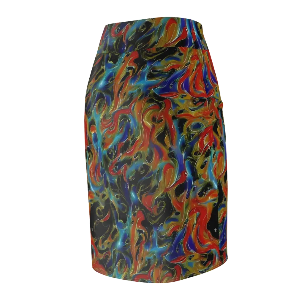 Molten Echoes on Pencil Skirt — Back Side