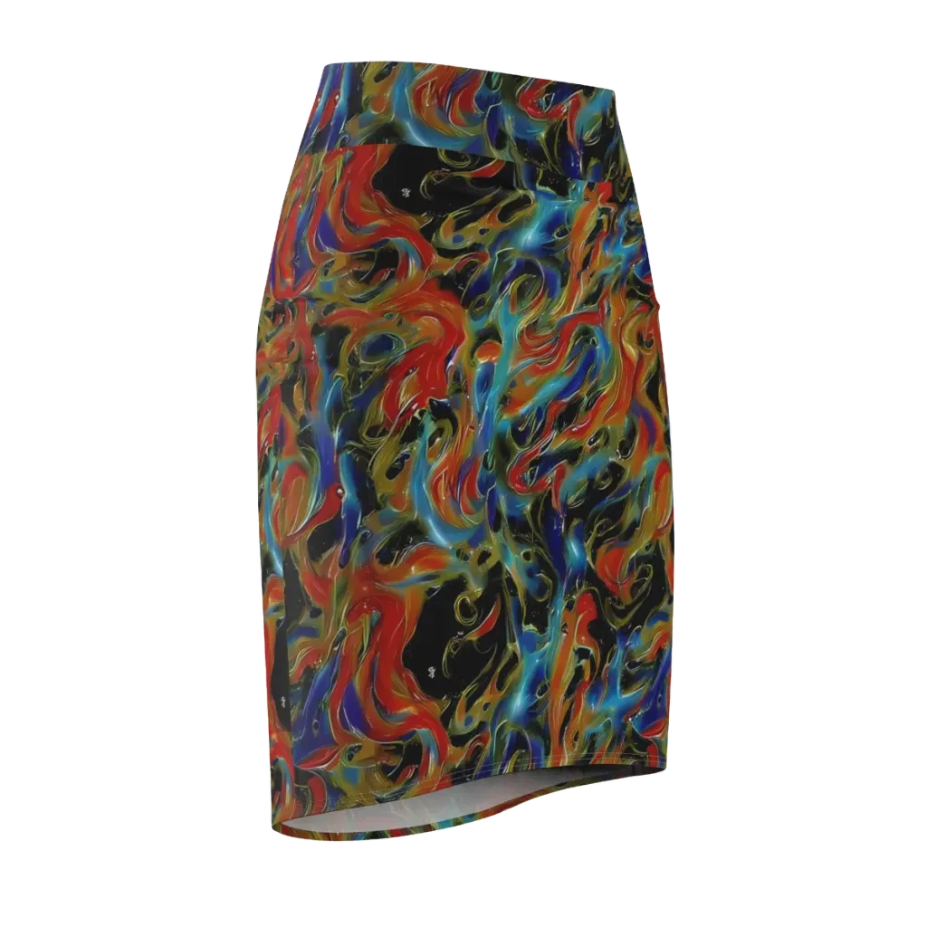 Molten Echoes on Pencil Skirt — Front Side
