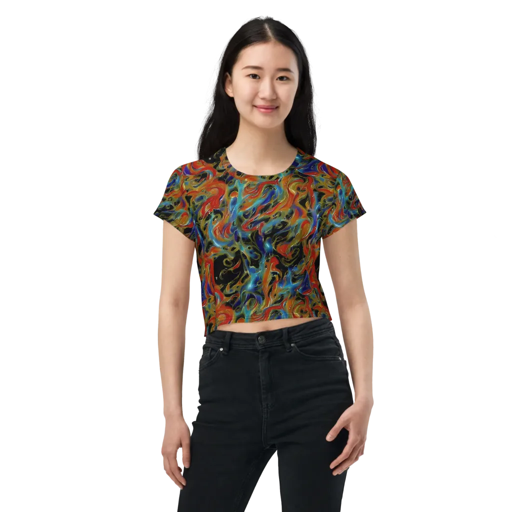 Molten Echoes on Crop Tee — Front