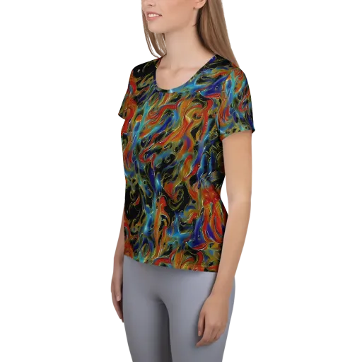 Molten Echoes on a Women's Athletic T-Shirt