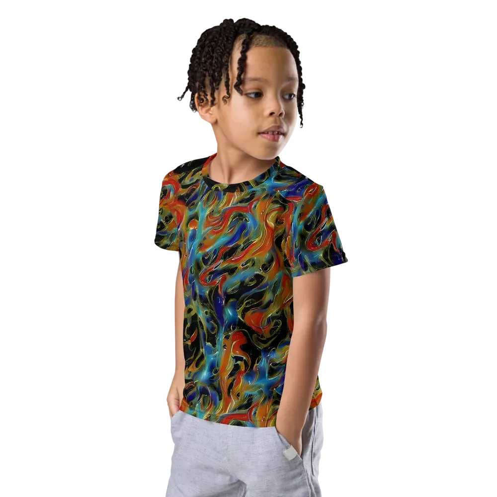 Molten Echoes on Kids Crew Neck T-Shirt — Left Front