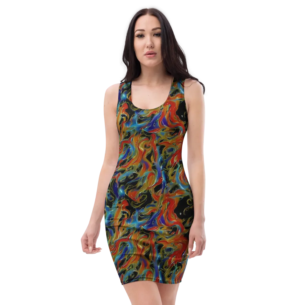 Molten Echoes on Bodycon Dress — Front