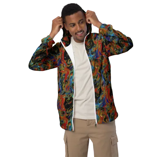 Molten Echoes on a Men's Windbreaker