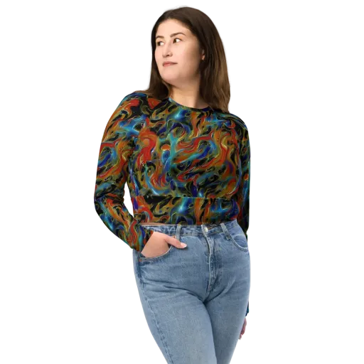 Molten Echoes on a Long Sleeve Crop Top