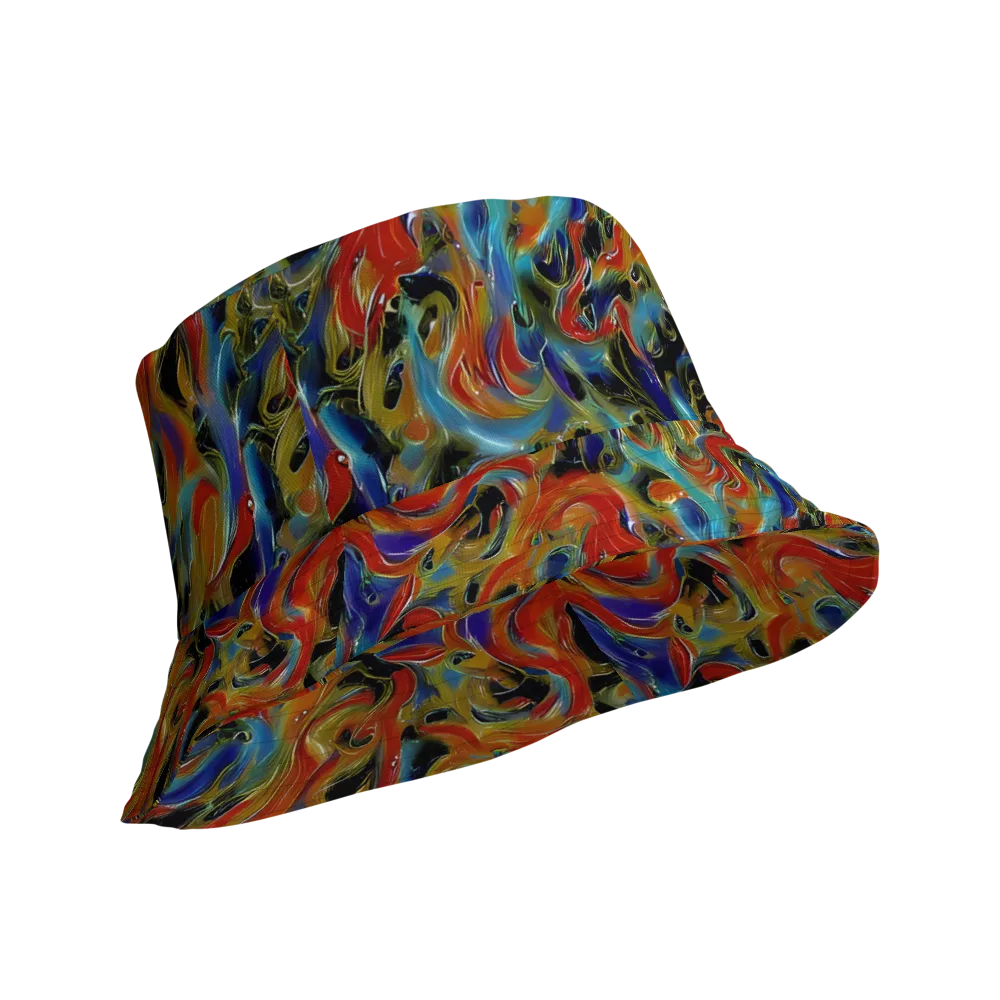 Molten Echoes on Reversible Bucket Hat — Product details Outside