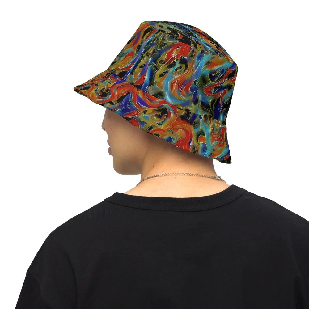 Molten Echoes on Reversible Bucket Hat — Back Inside