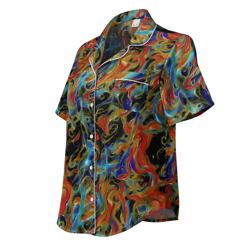 Molten Echoes on Women's Short Sleeve Pajama Top — Left Front