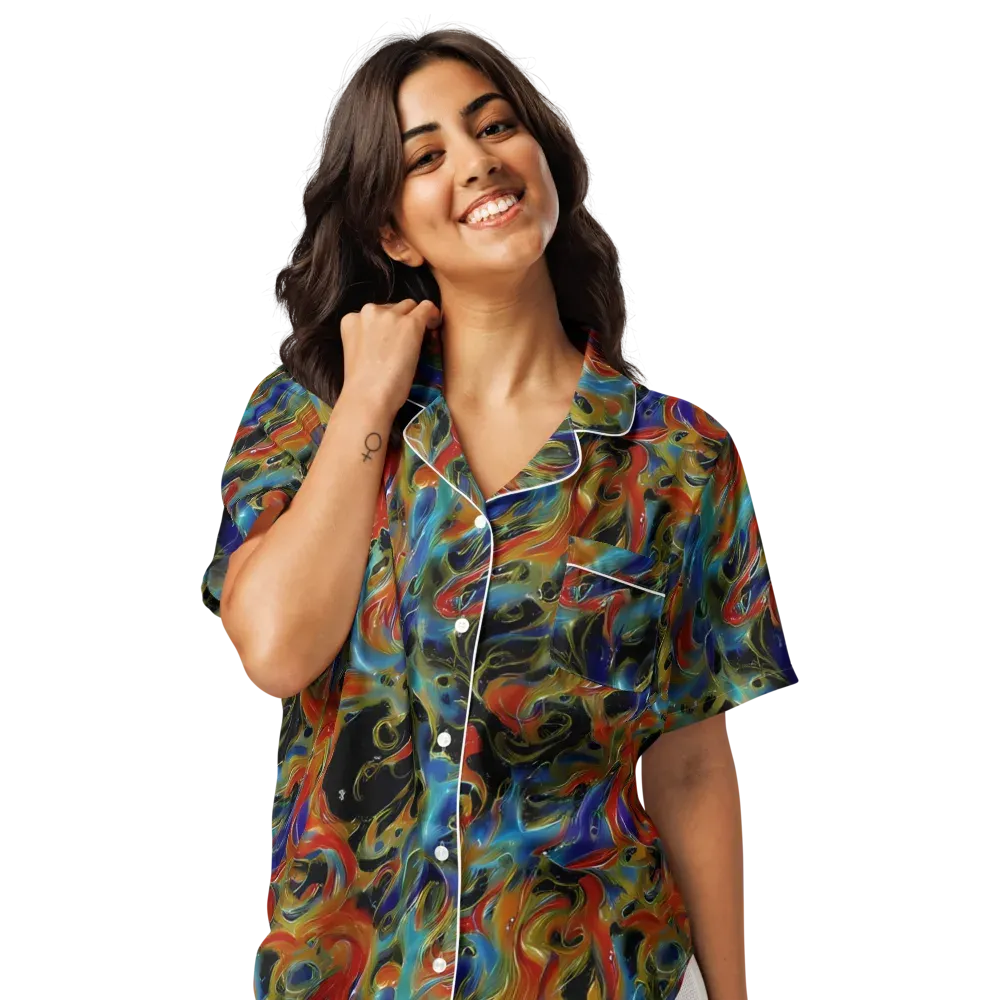 Molten Echoes on Women's Short Sleeve Pajama Top — Front