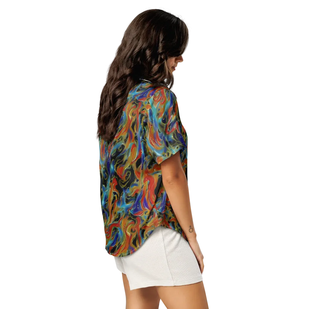 Molten Echoes on Women's Short Sleeve Pajama Top — Right Back