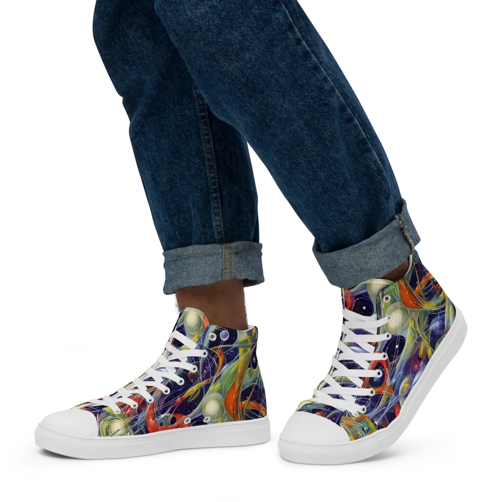 Cosmic Conservatory on Men's High Top Canvas Shoes — Left