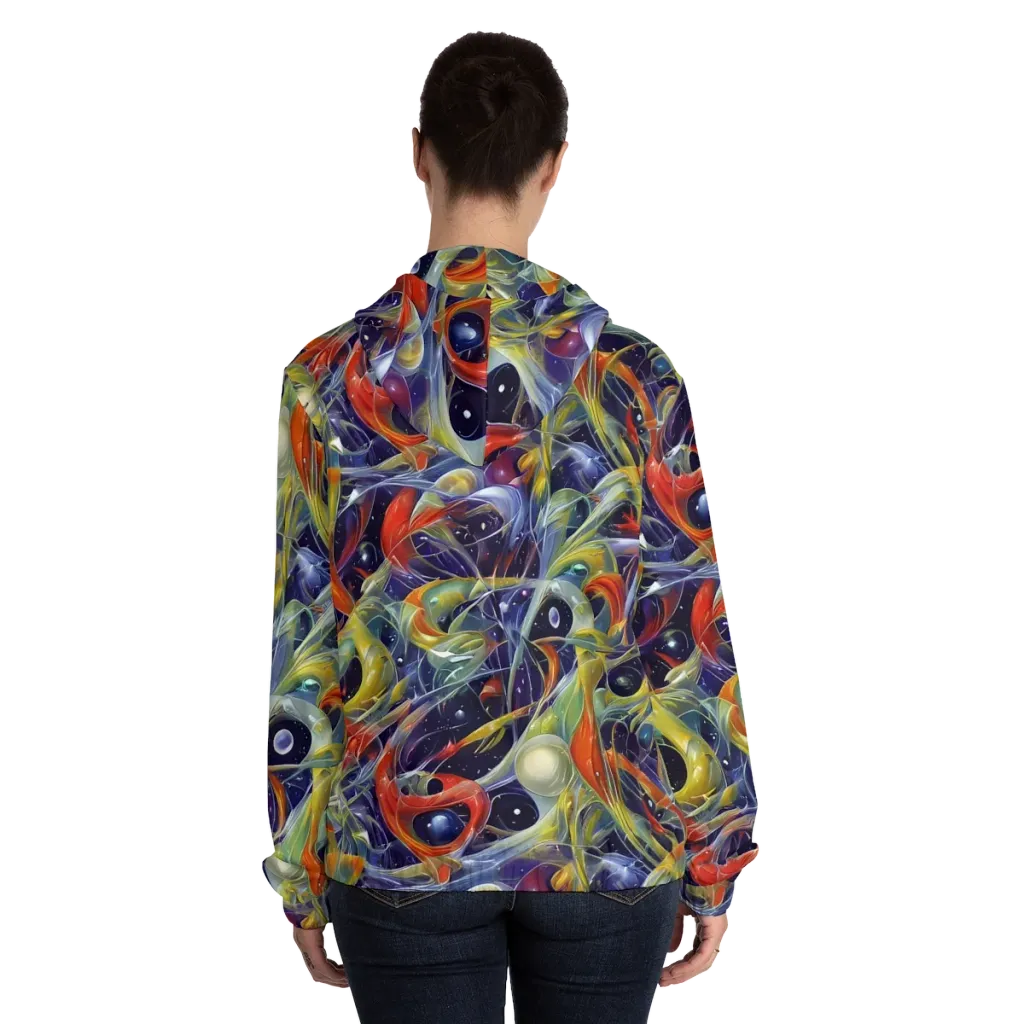 Cosmic Conservatory on Women's Full-Zip Hoodie — Back On Person