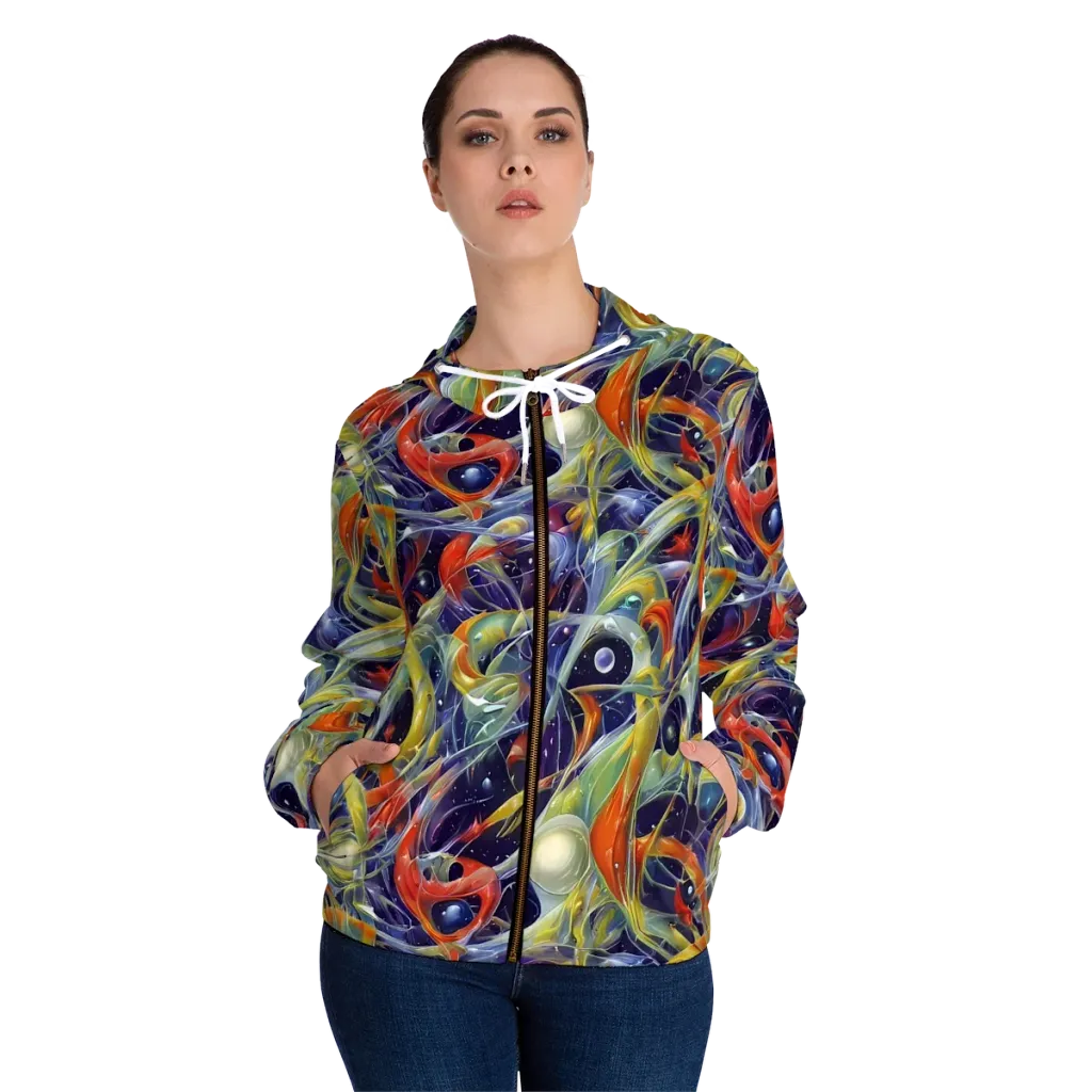 Cosmic Conservatory on Women's Full-Zip Hoodie — Front On Person