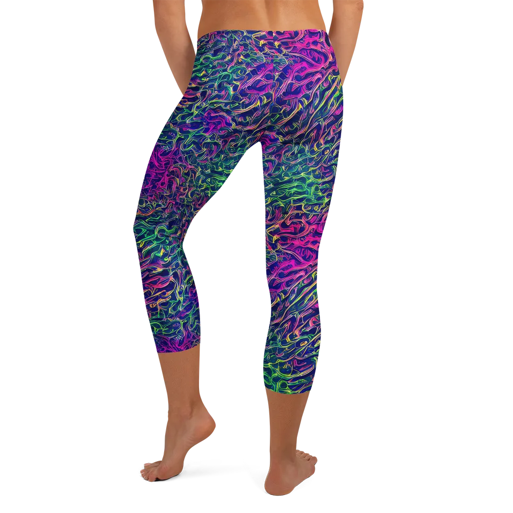 Fuchsia Frontier on Capri Leggings — Back