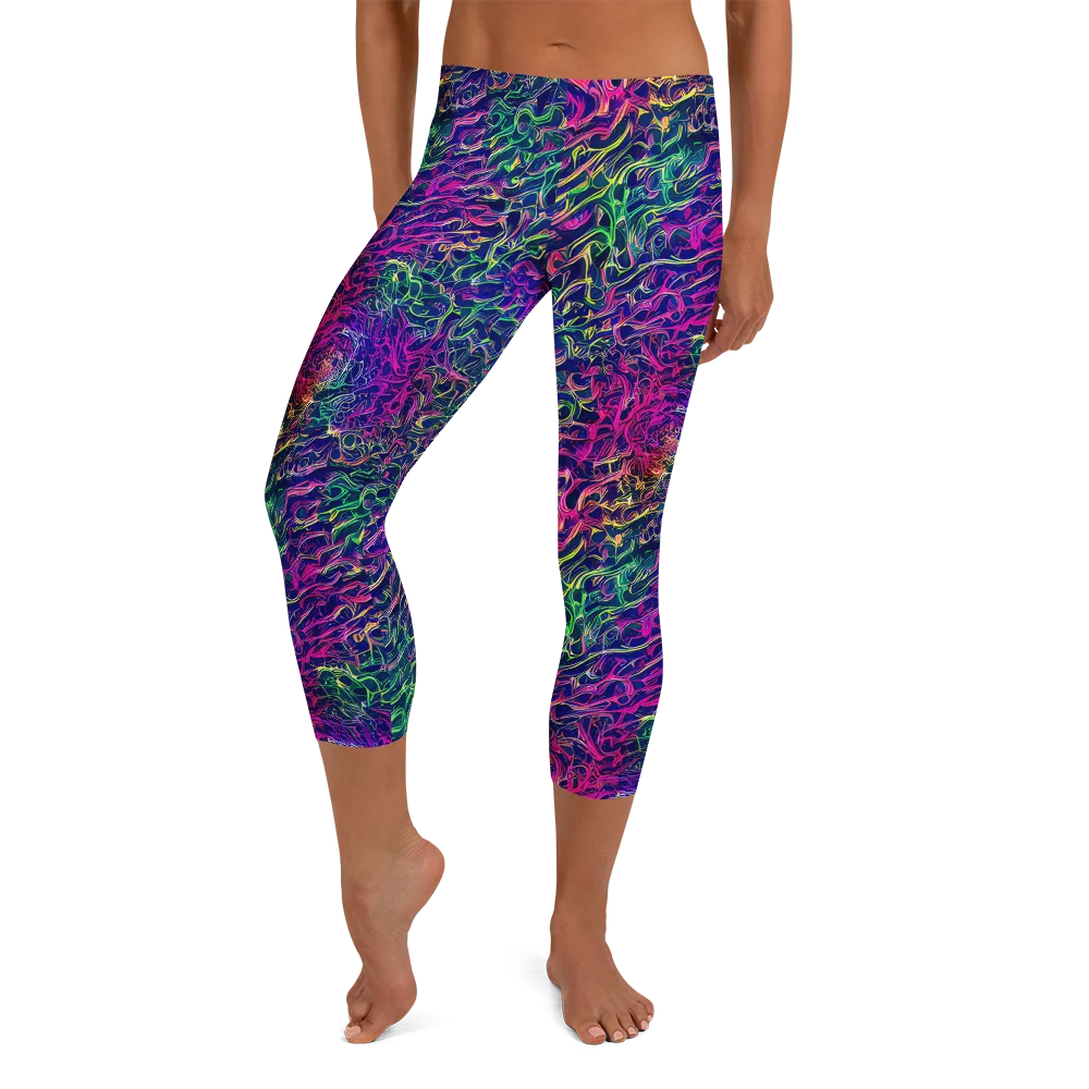 Fuchsia Frontier on Capri Leggings — Front