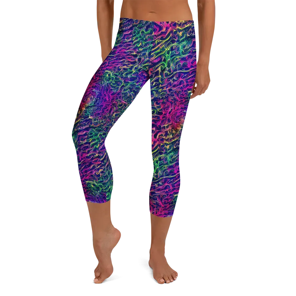 Fuchsia Frontier on Capri Leggings — Front
