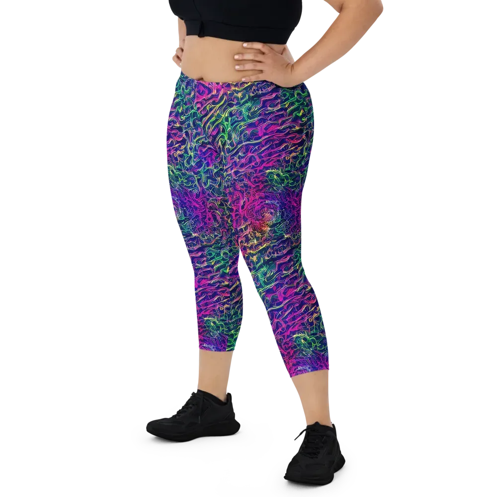Fuchsia Frontier on Capri Leggings — Front