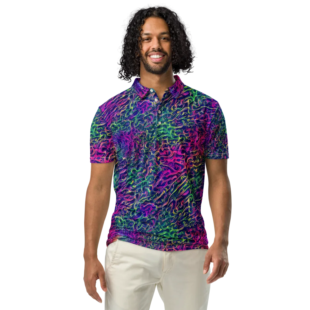 Fuchsia Frontier on Men's Slim Fit Polo Shirt — Front