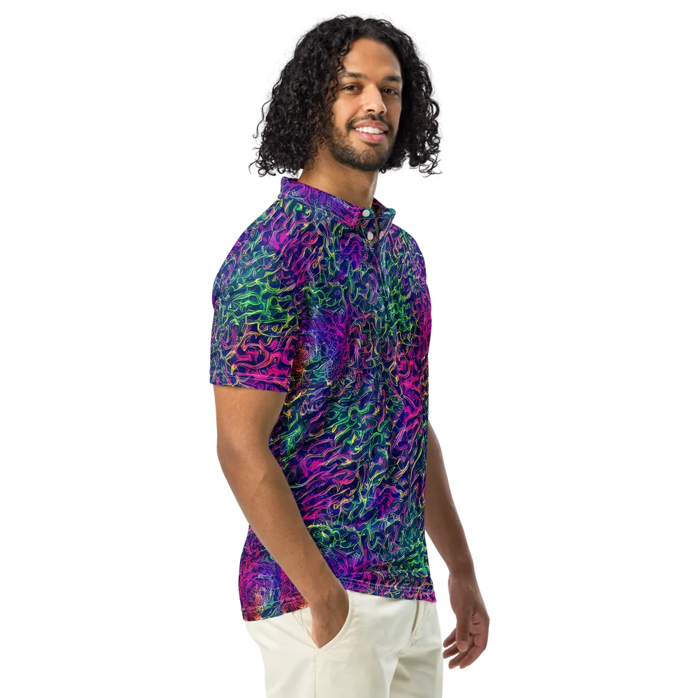 Fuchsia Frontier on Men's Slim Fit Polo Shirt — Right Front