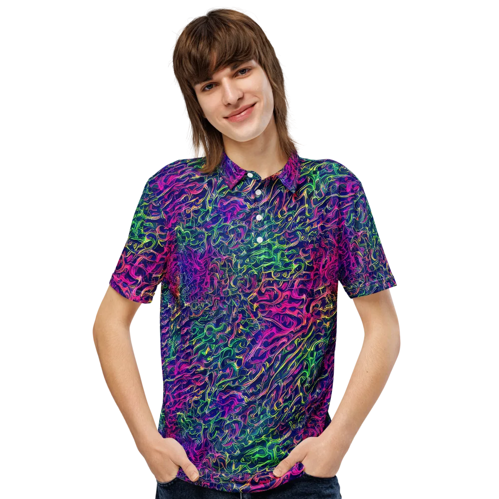 Fuchsia Frontier on Men's Slim Fit Polo Shirt — Front