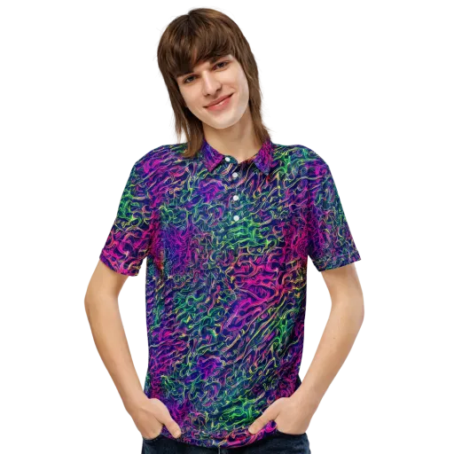 Fuchsia Frontier on a Men's Slim Fit Polo Shirt