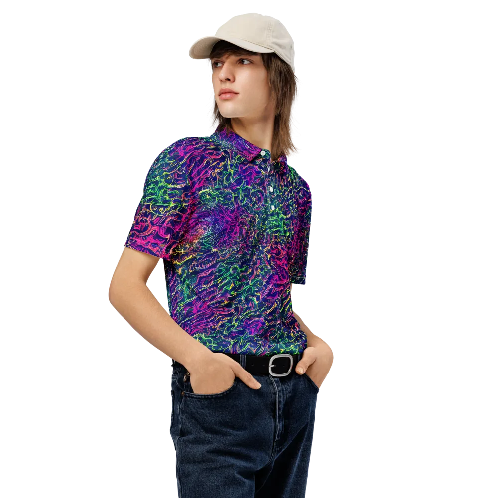 Fuchsia Frontier on Men's Slim Fit Polo Shirt — Right Front