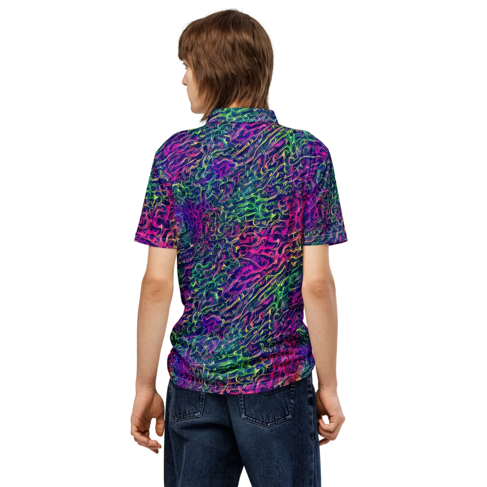 Fuchsia Frontier on Men's Slim Fit Polo Shirt — Back