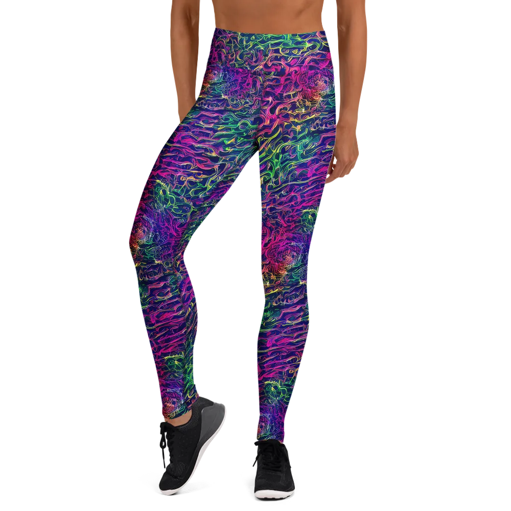 Fuchsia Frontier on Yoga Leggings — Front