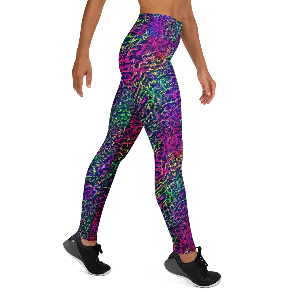 Fuchsia Frontier on Yoga Leggings — Right