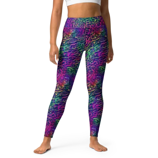 Fuchsia Frontier on a Yoga Leggings