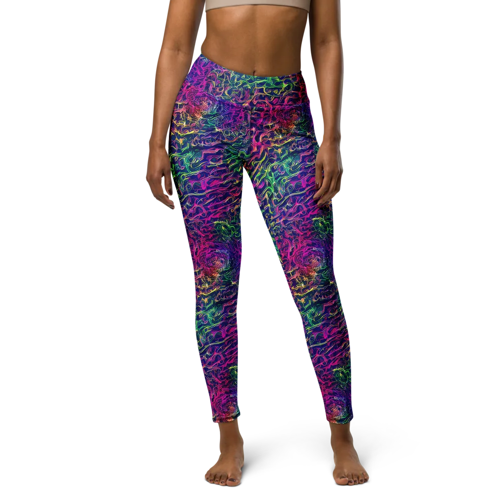 Fuchsia Frontier on Yoga Leggings — Front