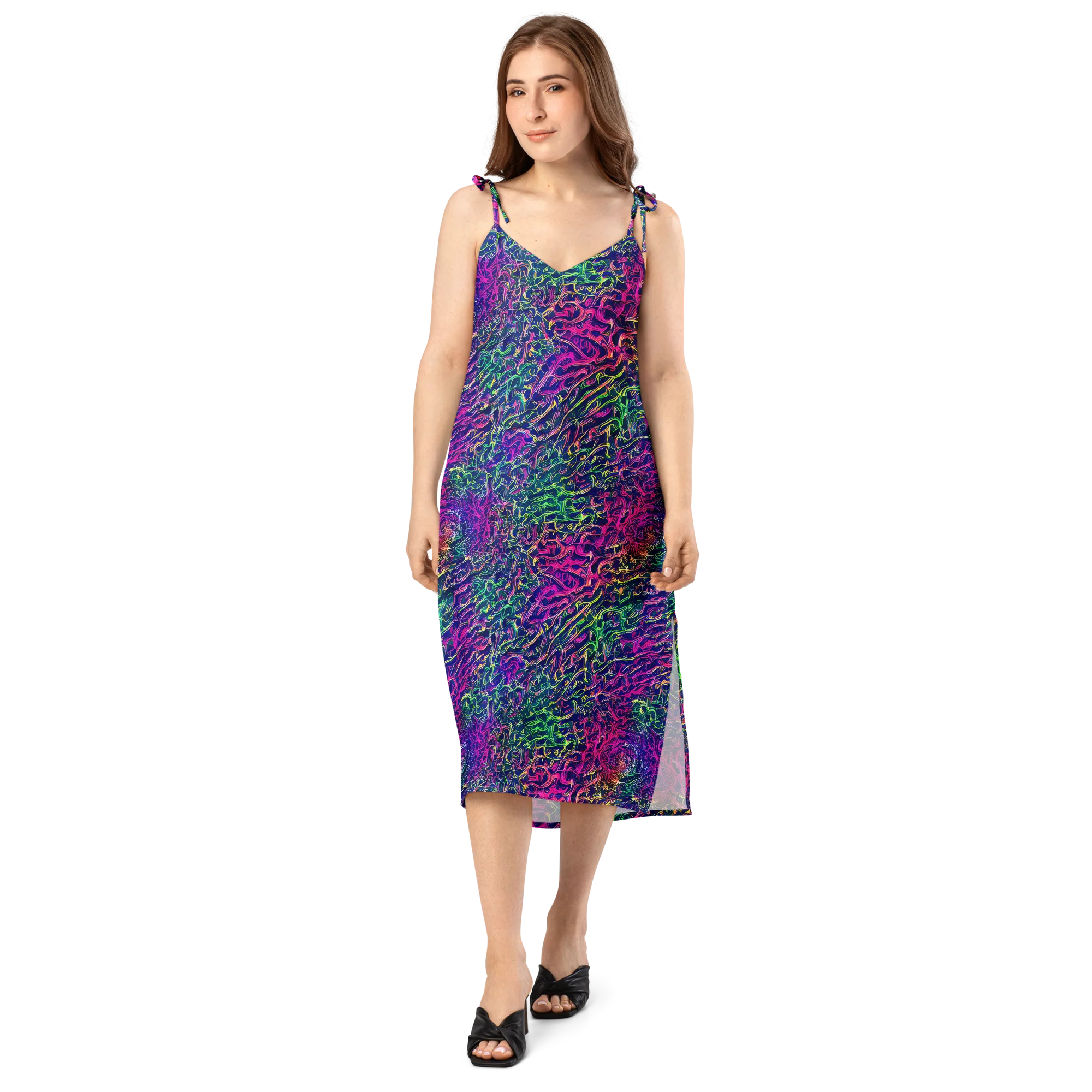Fuchsia Frontier on Slip Dress — Front
