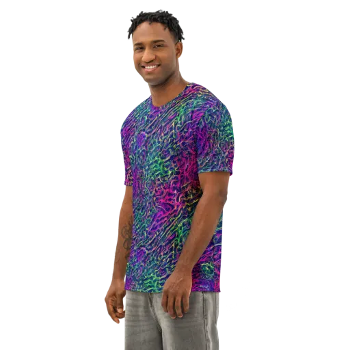 Fuchsia Frontier on a Men's Cotton Crew Neck T-Shirt