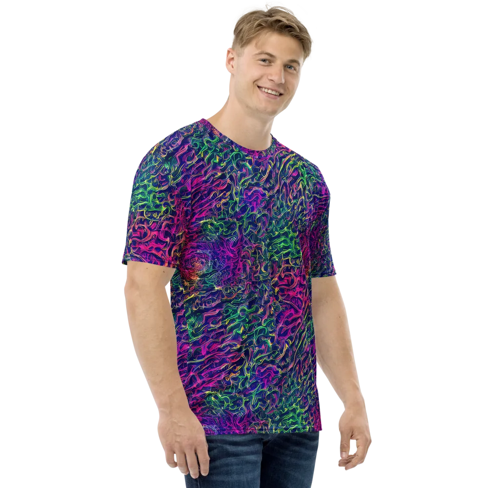 Fuchsia Frontier on Men's Crew Neck T-Shirt — Right