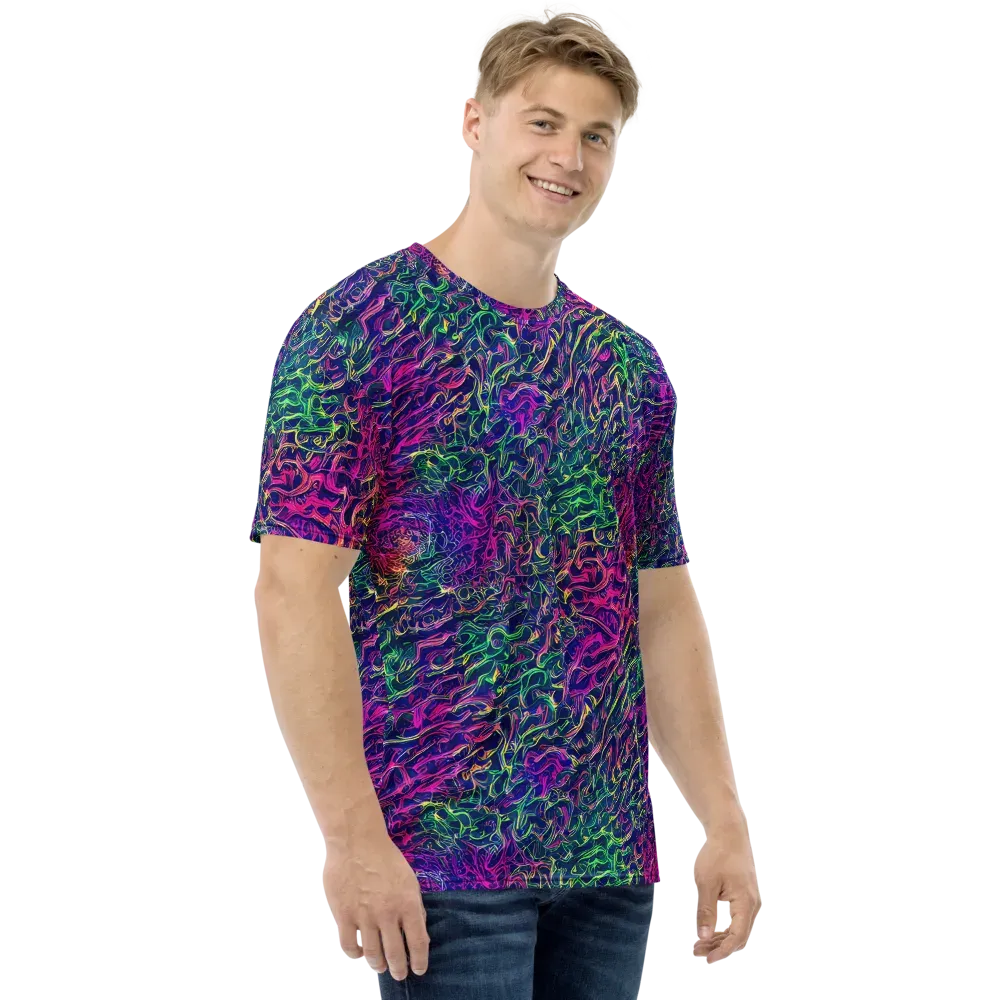 Fuchsia Frontier on Men's Crew Neck T-Shirt — Right