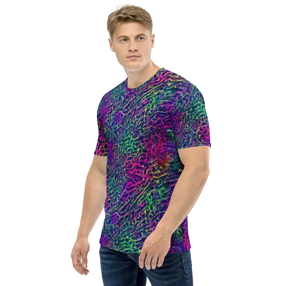 Fuchsia Frontier on Men's Crew Neck T-Shirt — Left