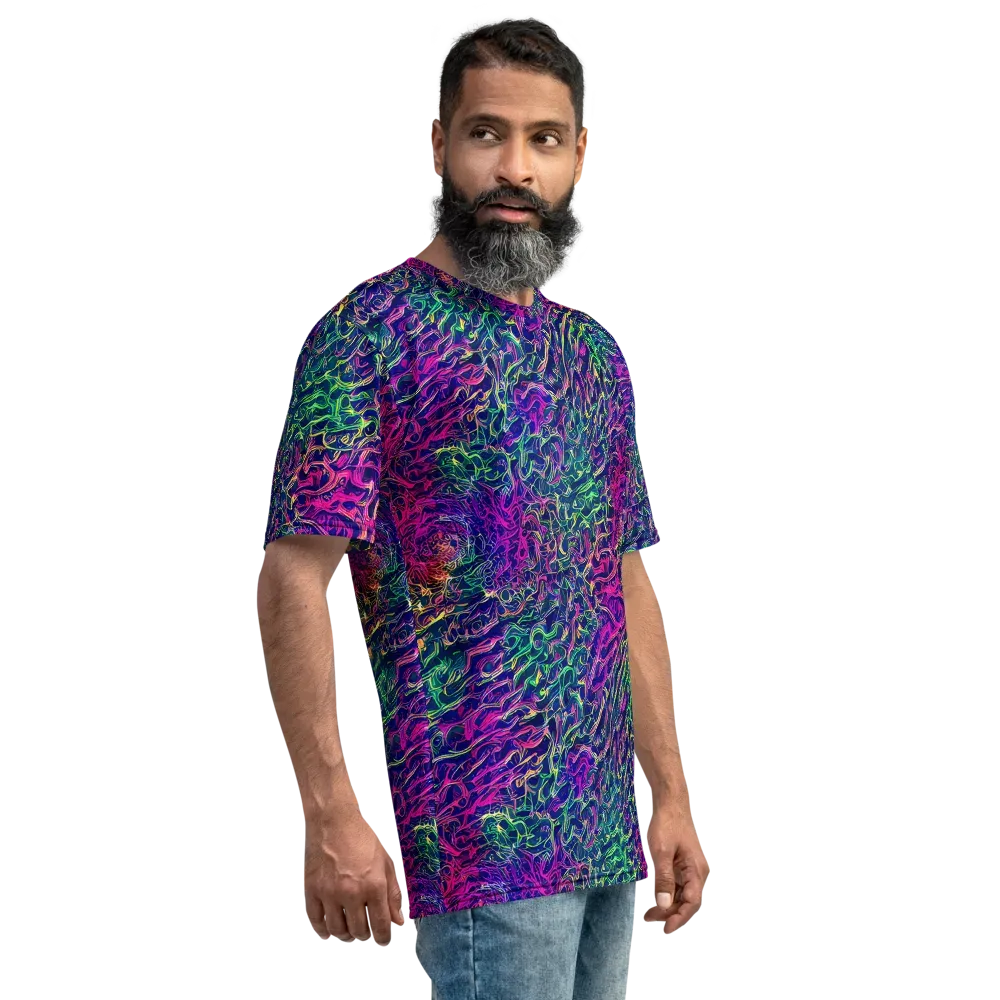 Fuchsia Frontier on Men's Crew Neck T-Shirt — Right