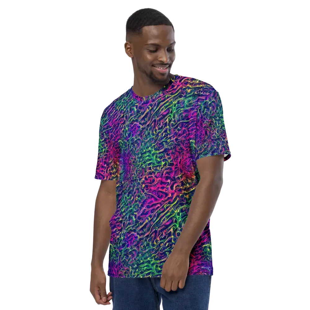 Fuchsia Frontier on Men's Crew Neck T-Shirt — Left