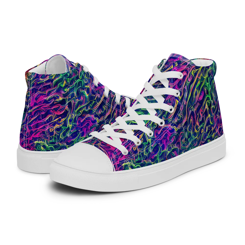 Fuchsia Frontier on Men's High Top Canvas Shoes — Left