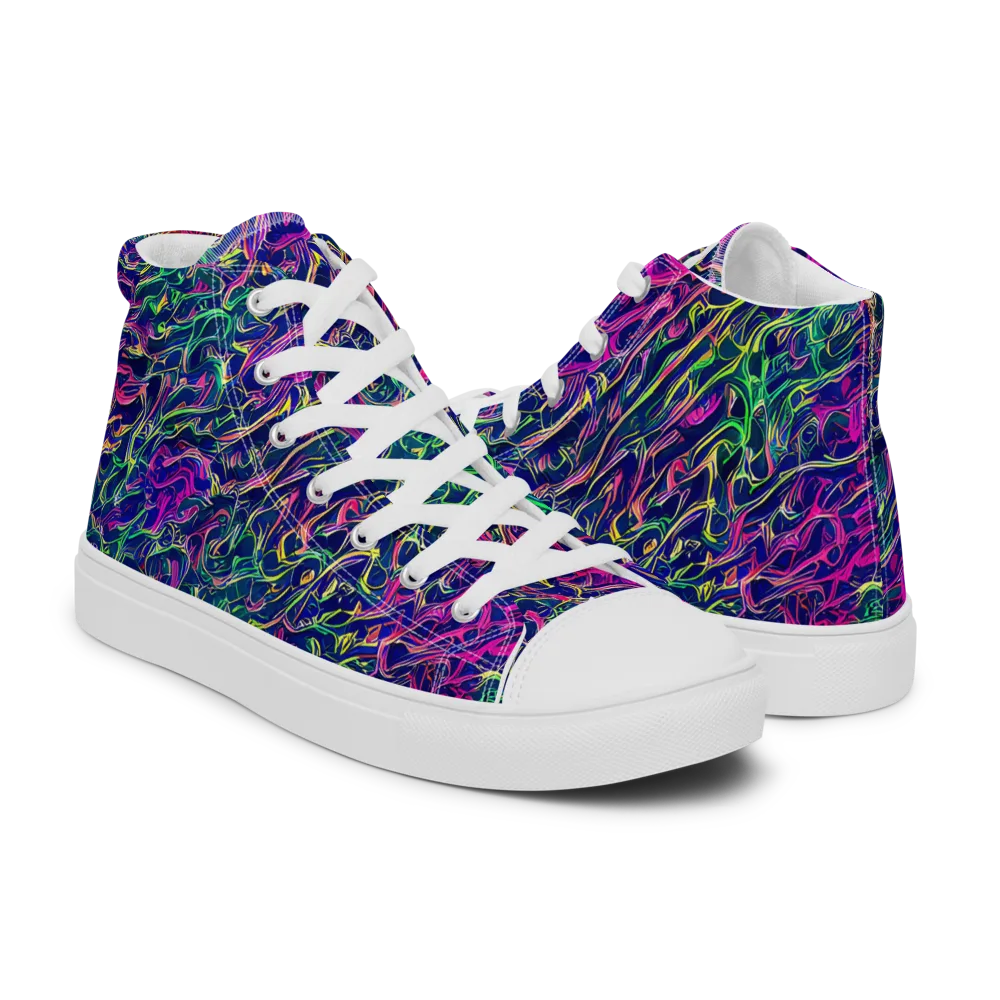 Fuchsia Frontier on Men's High Top Canvas Shoes — Right