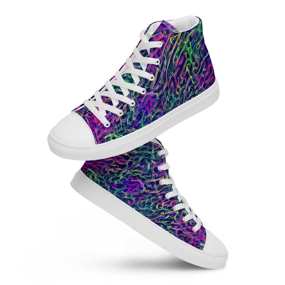Fuchsia Frontier on Men's High Top Canvas Shoes — Front