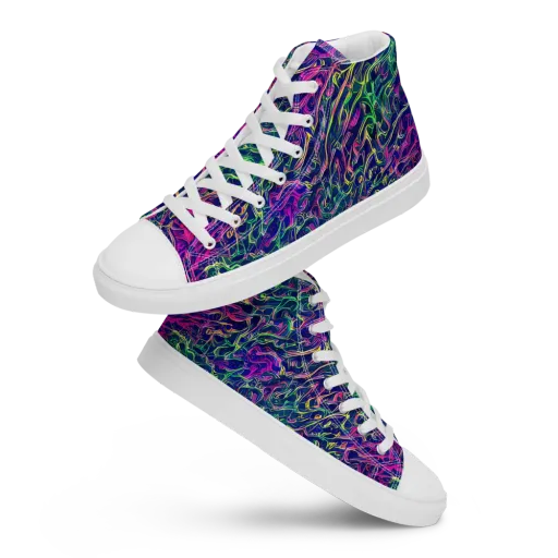 Fuchsia Frontier on a Men's High Top Canvas Shoes