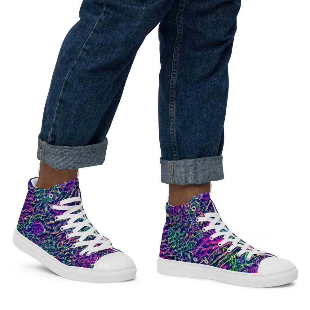 Fuchsia Frontier on Men's High Top Canvas Shoes — Right